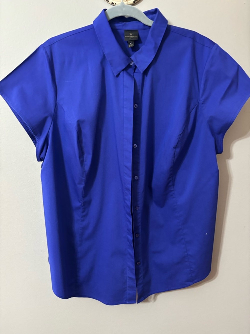 Worthington Vibrant Purple/Blue Button-Up Blouse